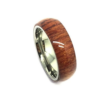 6mm Men's or Ladies Titanium Cherry Hawaiian Koa Wood Inlay Wedding Band Ring 6mm Men's or Ladies Titanium Cherry Hawaiian Koa Wood Inlay Wedding Band Ring